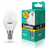 Лампа светодиодная LED E14 G45 8W 3K Camelion Шар 830