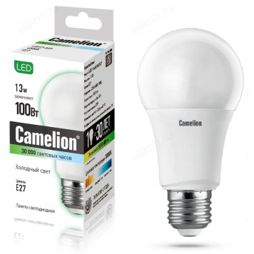 Лампа светодиодная LED E27 A60 13W 845 Camelion