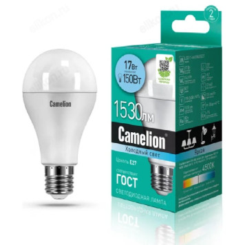 Лампа светодиодная LED E27 A65 17W 845 Camelion