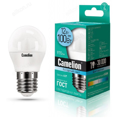 Лампа светодиодная LED E27 G45 12W 4K Camelion 845