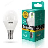 Лампа светодиодная LED E14 G45 12W 3K Camelion Шар 830