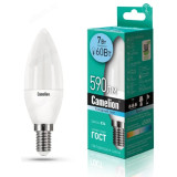 Лампа светодиодная LED E14 C35 7W 4K Camelion Свеча 845