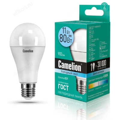 Лампа светодиодная LED E27 A60 11W Camelion 845