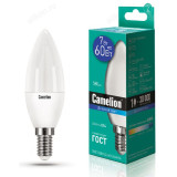 Лампа светодиодная LED E14 C35 7W 6K Camelion Свеча 865