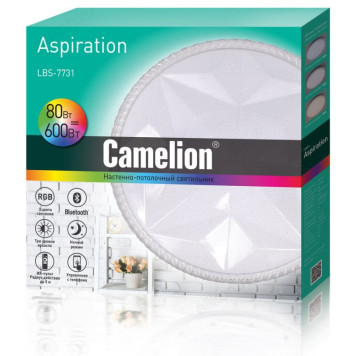 Светильник светодиодный Camelion LBS-7731 80 Вт.,3000-6000К, Bluetooth, RGB, 7800лм, пульт, 500 мм-4