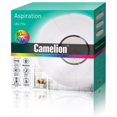 Светильник светодиодный Camelion LBS-7734 80 Вт.,3000-6000К, Bluetooth, RGB, 7800лм, пульт, 500 мм-4
