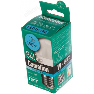 Лампа светодиодная LED E27 G45 10W 4K Camelion 845-1