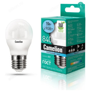 Лампа светодиодная LED E27 G45 10W 4K Camelion 845