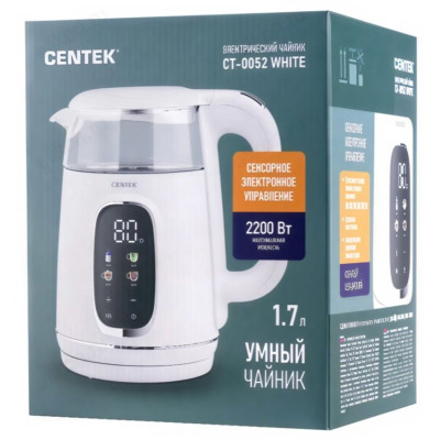 Чайник CENTEK CT-0052 White (1,76л) двойные стенки белый-4