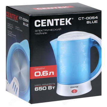 Чайник Centek CT-0054, бело-синий, 0.6 л-1