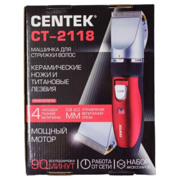 Машинка для стрижки CENTEK CT-2118 нож/керам черн/красн-7