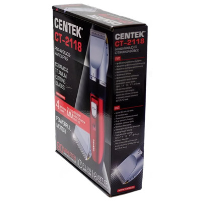 Машинка для стрижки CENTEK CT-2118 нож/керам черн/красн-8