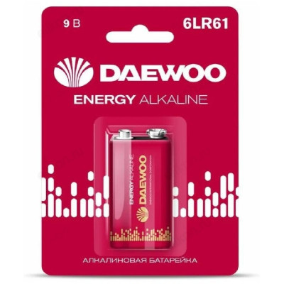 Батарейка 6LR61 крона Daewoo Energy Alkaline 6LR61EA-1B BL-1