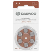Батарейка для слухового аппарата ZA312 Daewoo ZA312-6B BL-6