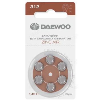 Батарейка для слухового аппарата ZA312 Daewoo ZA312-6B BL-6