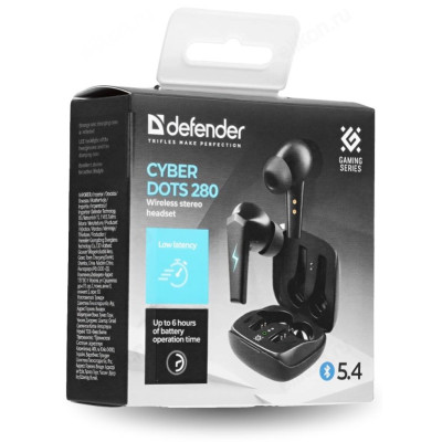Гарнитура Bluetooth TWS Defender CyberDots 280 черн-2