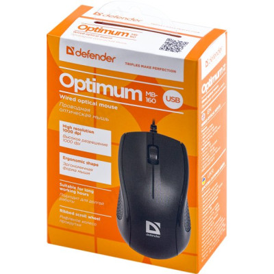 Мышь провод Defender Optimum MB-160 черный 3кн-3