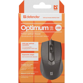 Мышь провод Defender Optimum MB-270 черный 3кн-2