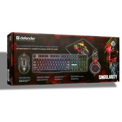 Клавиатура+мышь DEFENDER Singularity MKP-118 игровой +гарнитура+ковер-8