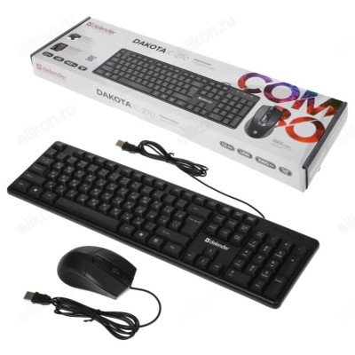 Комплект клавиатура+мышь DEFENDER Dakota С-270 RU черный
