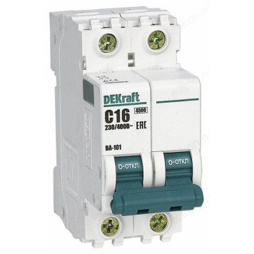 Выключатель автоматический DEKraft ВА-101,1Р, 16А (C) 4,5кА 11054DEK