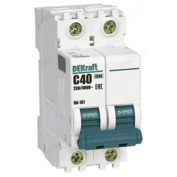 Выключатель автоматический DEKraft ВА-101, 2Р, 40А (C) 4,5кА