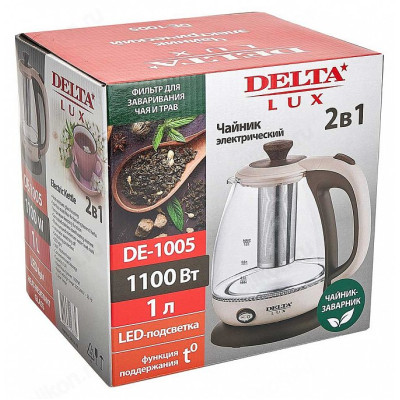 Чайник стеклянный DELTA LUX DE-1005 1л-3
