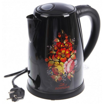 Чайник цветы на черном ДОБРЫНЯ DO-1219-1