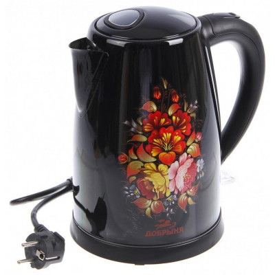 Чайник цветы на черном ДОБРЫНЯ DO-1219-1