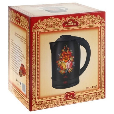 Чайник цветы на черном ДОБРЫНЯ DO-1219-3