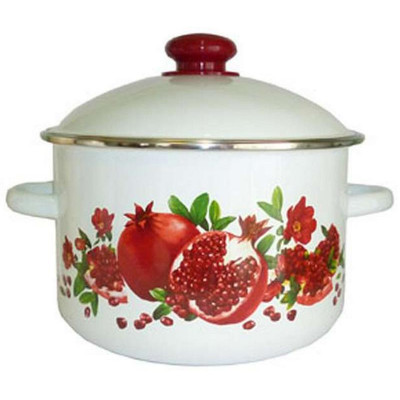 Кастрюля эмал. (3л, цилиндр) c ободком белая декар Гранатовый сок ЭМАЛЬ (СИБ.ТОВАРЫ) 1MD181M-Г