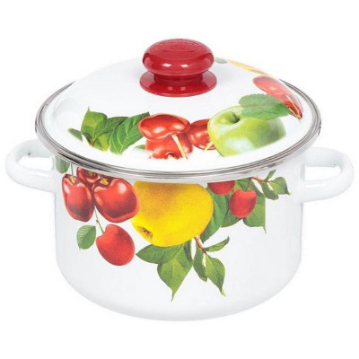 Кастрюля эмал. (3л, цилиндр) c ободком белая Эльза ЭМАЛЬ (СИБ.ТОВАРЫ) 3MD181M-Э