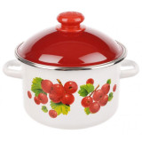 Кастрюля эмал. (2л, цилиндр) c ободком бел.кр.вишнев.декор Калина Красная ЭМАЛЬ (СИБ.ТОВАРЫ) 6MD161M