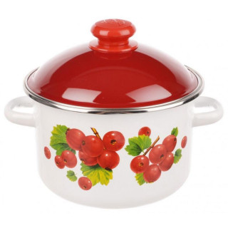 Кастрюля эмал. (2л, цилиндр) c ободком бел.кр.вишнев.декор Калина Красная ЭМАЛЬ (СИБ.ТОВАРЫ) 6MD161M
