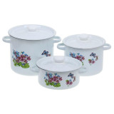 Набор кастрюль эмал (6 предметов, цилиндр) белый Фиалка ЭМАЛЬ (СИБ.ТОВАРЫ) N16B24