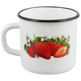 Кружка эмал. 1л декор Клубника садовая белая ЭМАЛЬ (СИБ.ТОВАРЫ) С010759