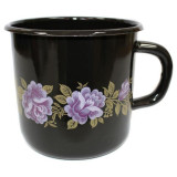 Кружка эмал. 1л декор черная ЭМАЛЬ (СИБ.ТОВАРЫ) С01076