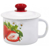 Кружка с крышкой эмал. 1л деколь Клубника садовая ЭМАЛЬ (СИБ.ТОВАРЫ) С0207359