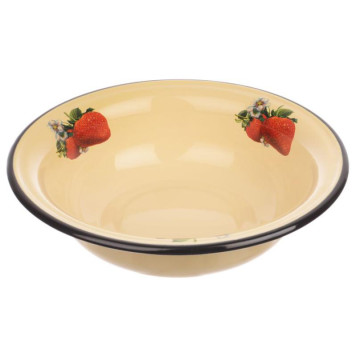 Миска 2л Клубника Садовая, палевая ЭМАЛЬ (СИБ.ТОВАРЫ) С0310П59