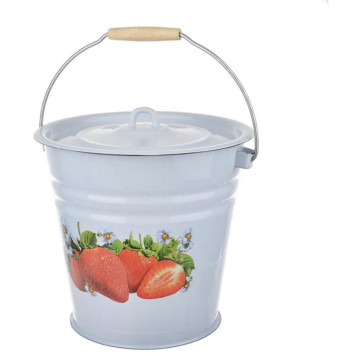 Ведро эм. 12л с крышкой декор ЭМАЛЬ (СИБ.ТОВАРЫ) С1224