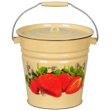 Ведро 12л, эмалированное, с/крышкой декор палевое ЭМАЛЬ (СИБ.ТОВАРЫ) с1224П