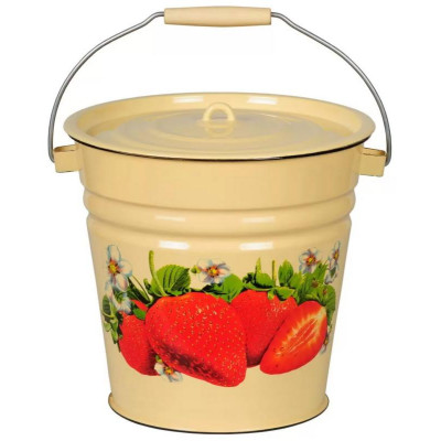Ведро 12л, эмалированное, с/крышкой декор палевое ЭМАЛЬ (СИБ.ТОВАРЫ) с1224П