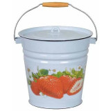 Ведро эмал. 12л крышкой Клубника садовая серо-голубое ЭМАЛЬ (СИБ.ТОВАРЫ) С1224вСГ59