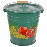 Ведро 12л, с/крышкой, эмал., декор Гранат, зеленый рябчик ЭМАЛЬ (СИБ.ТОВАРЫ) С1224з72