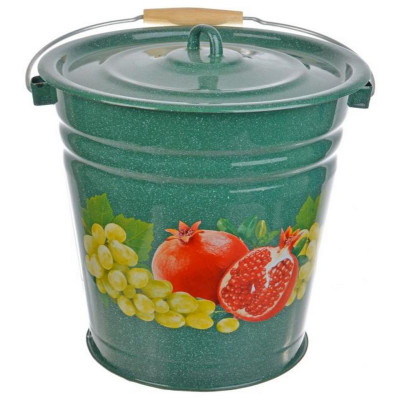 Ведро 12л, с/крышкой, эмал., декор Гранат, зеленый рябчик ЭМАЛЬ (СИБ.ТОВАРЫ) С1224з72