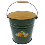 Ведро эмал. 12л с крышкой Абрикос зеленый рябчик/палевое ЭМАЛЬ (СИБ.ТОВАРЫ) С1224зП76