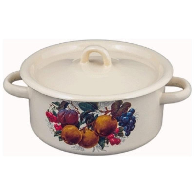 Кастрюля (2л, цилиндр) эмал., декор с петлей ЭМАЛЬ (СИБ.ТОВАРЫ) С161044