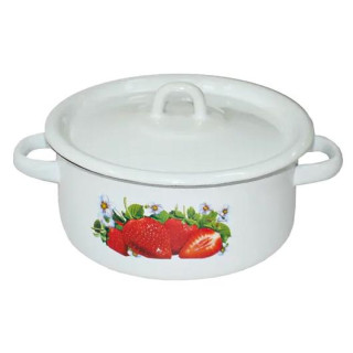 Кастрюля (2л, цилиндр) эмал., клубника, с петлей ЭМАЛЬ (СИБ.ТОВАРЫ) С161059