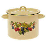 Кастрюля цил. 3.5 л декор палевая с петлей ЭМАЛЬ (СИБ.ТОВАРЫ) С1612П