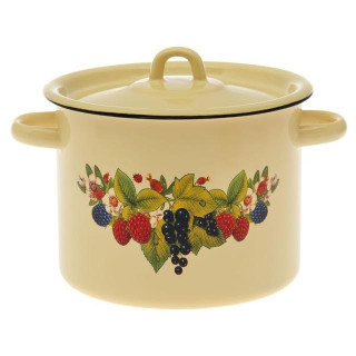 Кастрюля цил. 3.5 л декор палевая с петлей ЭМАЛЬ (СИБ.ТОВАРЫ) С1612П